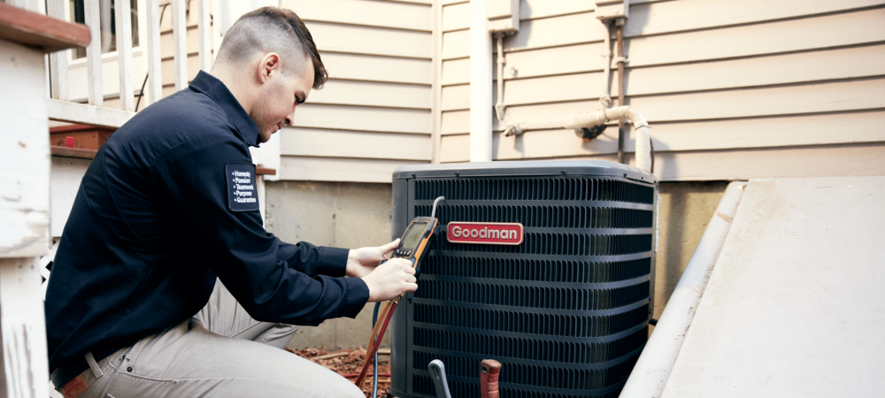 Technician doing AC service